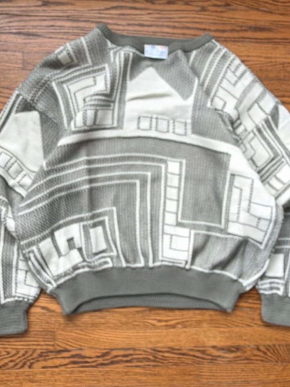vintage grail Coogi Geometric Knit Sweater Grey/White M Made in Australia